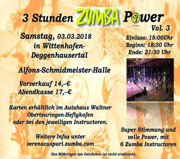 Zumba® Fitness Party in Halle Wittenhofen, Zumba Power 3