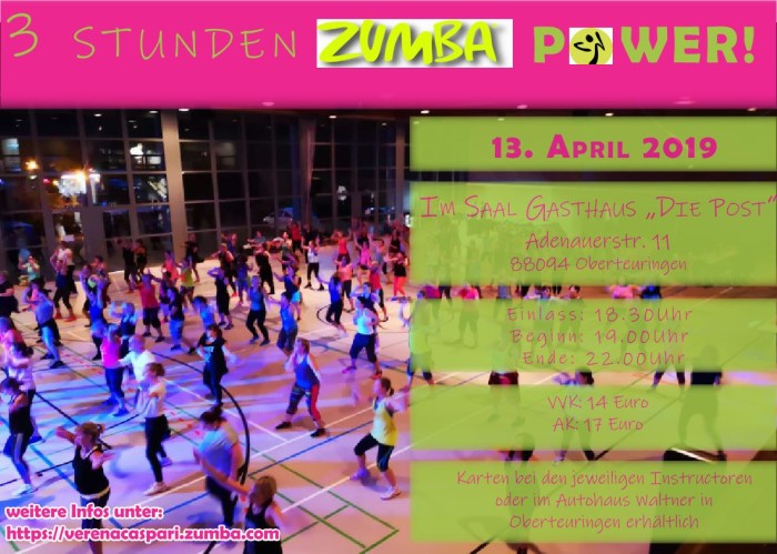 3 Stunden Zumba-Power Vol.5  Tanzen in Oberteuringen Fitness&Spaß am Bodensee
